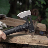 SULKADA Camping Hatchet, 10.5 Inch Survival Axe,Stainless-Steel Blade,Fiberglass Shock Reduction Handle with Anti-Slip Grip, for Chopping Wood,Gardening and Outdoor Survival,Gift for Dad Men