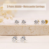 Limerencia Moissanite Stud Earrings, 3 Pairs Titanium Screw Back Earrings