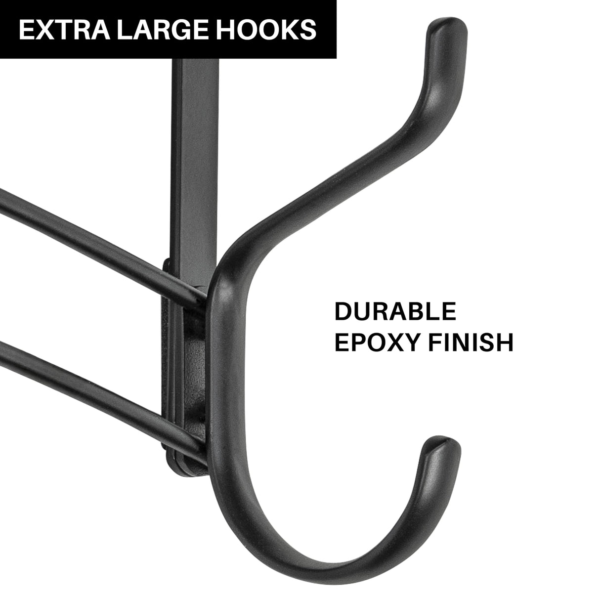 LYNK Professional® Home™ Over the Door Hooks - 10 Hook – Over the Door Coat Rack - Over the Door Hanger - Hanging Towels or Clothes - Bathroom, Bedroom, Laundry Room - Lifetime Ltd. Warranty, Black