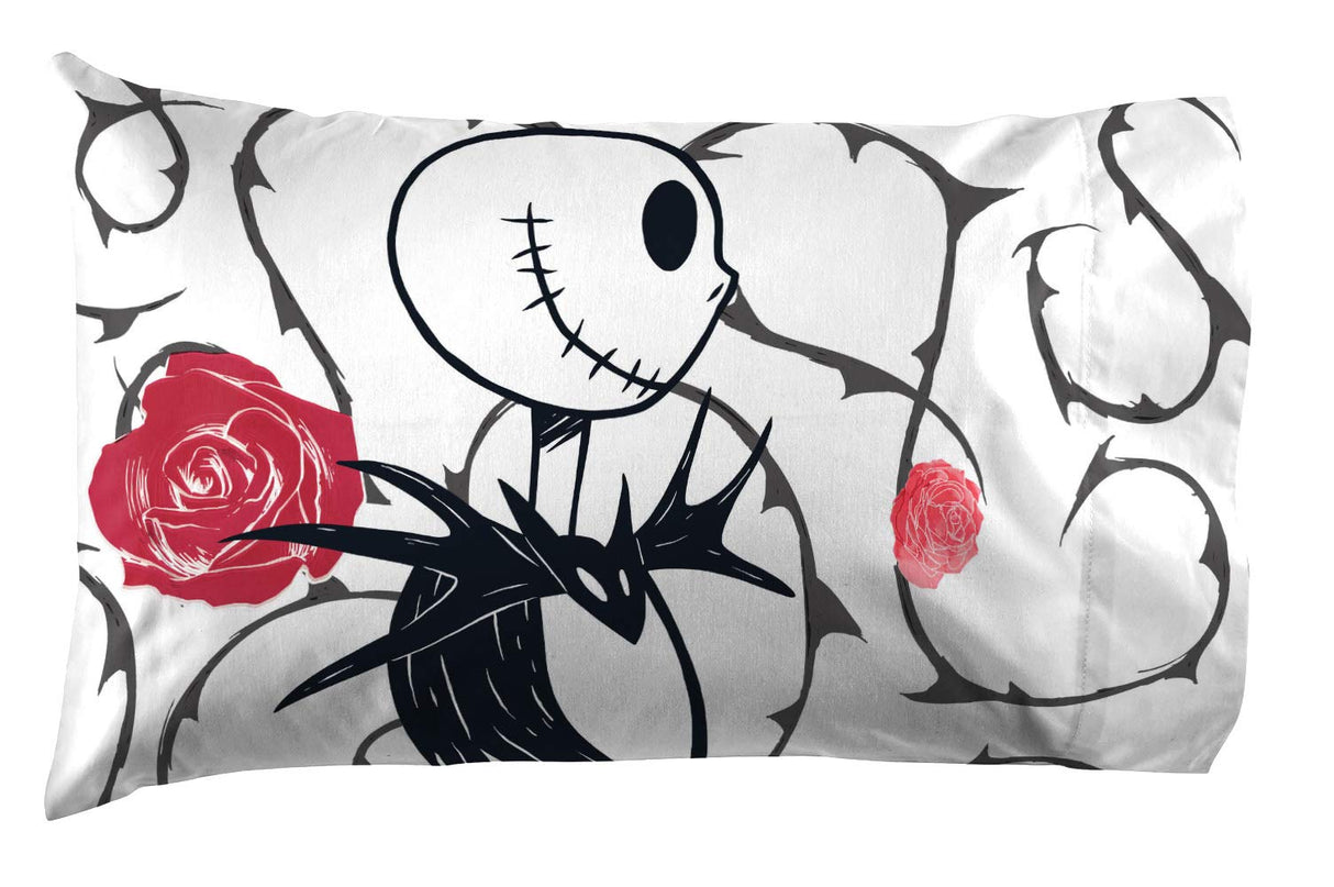 Jay franco Disney Nightmare Before Christmas Moonlight 7 Pc Jay franco Queen Bed Set-Includes Reversible Comforter&Sheet Set-Features Jack&Sally-Super Soft Fade Microfiber-(Official Disney Product)