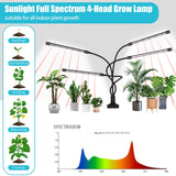 Hywyimlait Black Clip Grow Lights for Indoor Plants, 168 Full Spectrum LEDs Clip Plant Growing Lamps with Flexible Gooseneck and 4/8/12/18H Timer, 3 Spectral Modes, 10 Dimmable Levels (4 Head 1 Pack)