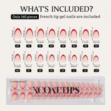 BTArtboxnails XCOATTIPS Red French Tip Press on Nails - Red French Tip Nails Almond, Christmas Press on Nails Short, Soak Off Soft Gel Nail Extension 160Pcs