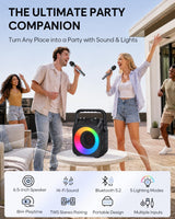 CYY Karaoke Machine, Portable Bluetooth Speaker with 2 Wireless Microphones