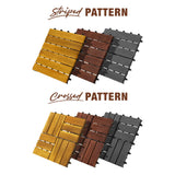 GREEN ALLUVIUM Premium Acacia Wood Interlocking Deck Tiles, 9 PCS 12"x12"x0.9" Patio Flooring, Waterproof Decking Tiles for Balcony, Backyard & Patio, All Weather Use (Dark Brown – Crossed Pattern)