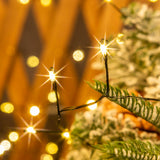 ZELUXDOT Firecracker Fairy Lights,33FT 300Leds Waterproof Twinkle Lights Plug in,8 Modes Remote String Light for Indoor Outdoor Christmas Wedding Birthday Patio Garden Decor,Green Wire,Warm White