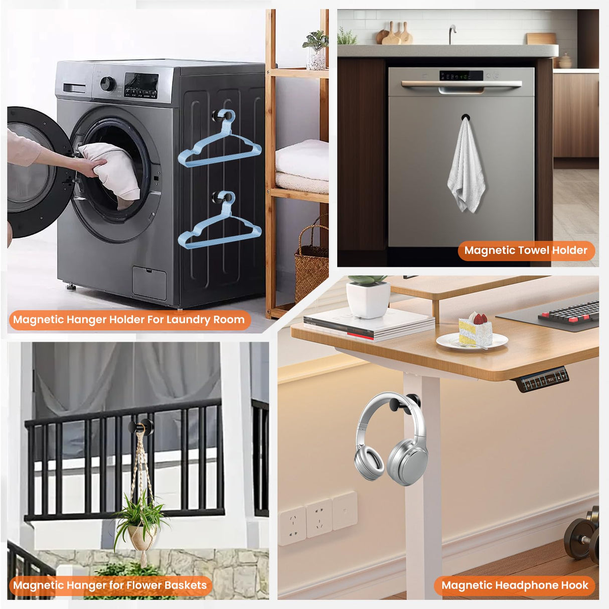 E BAVITE Magnetic Hooks 8 PCS 150lb Magnet Hook Cruise Cabins Essentials Heavy Duty Wreath Hanger Strong Magnets for Classroom Whiteboard Wreath Coat Grill Hanging Garage Cruise Ship Camping (Black)