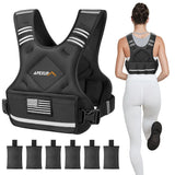 APEXUP Adjustable Weighted Vest, 4-10lb/12-18lb/20-32lb Vest with 6 Ironsand Weights and Large Pocket, Weight Vest for Men Women Strength Training, Running, Walking (4-10lb, Black)