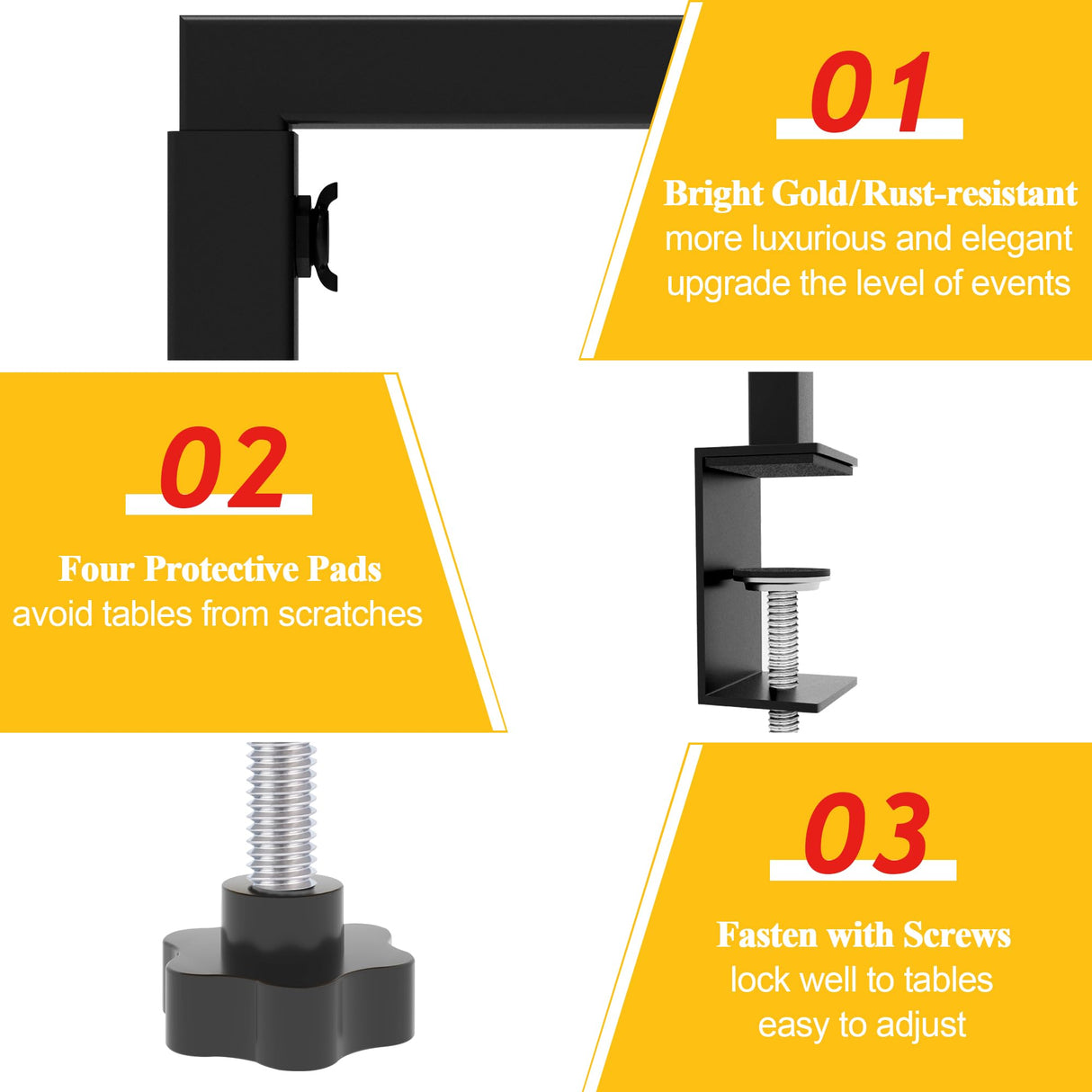Fomcet Over The Table Rod Stand with Clamps Set of 2 Black Metal Table Arch