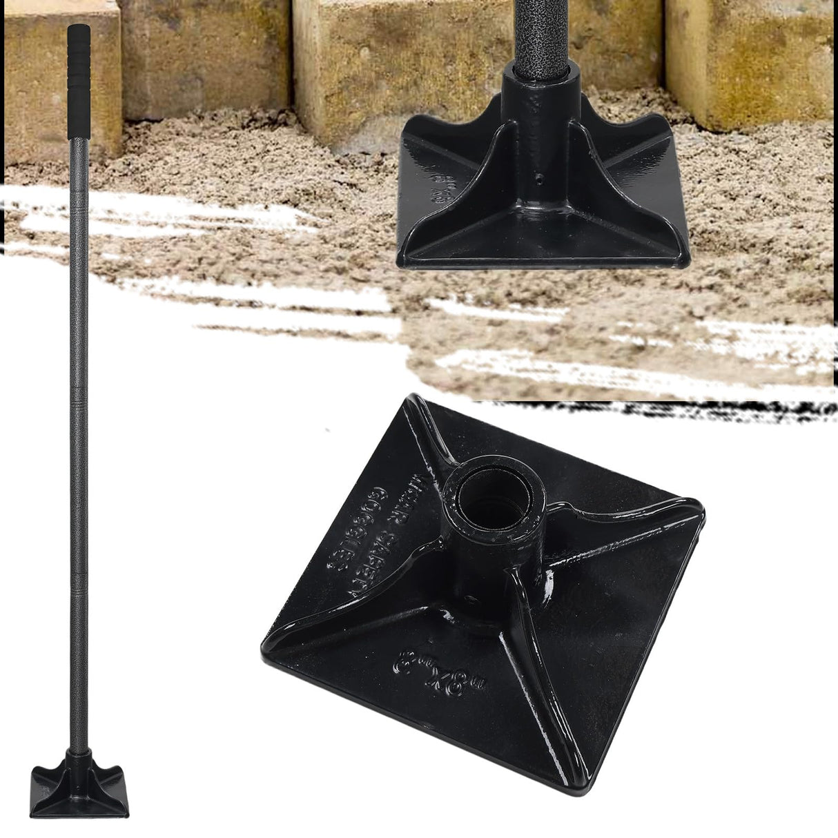 Heavy Duty Steel Tamper Tool with 62 Inch Adjustable Handle Hand Tamper for Efficient Soil Compaction Tamping Asphalt Gravel Sand Stone Dirt Heavy Duty Ground Tamper for Leveling Smoothing Surfaces
