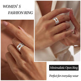 ZELORES Adjustable 925 Sterling Silver Celtic Knot Rings Open Knuckle Rings for Women Thumb Finger Rings Minimalist Cross Line Band Rings (Silver)