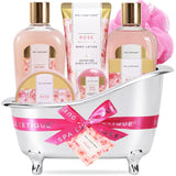 spa luxetique Gift Set for Women, Bath Sets for Women Gift, 8 Pcs Rose Spa Basket Includes Bubble Bath, Shower Gel, Body Lotion, Mom Birthday Gifts, Christmas Gifts for Her