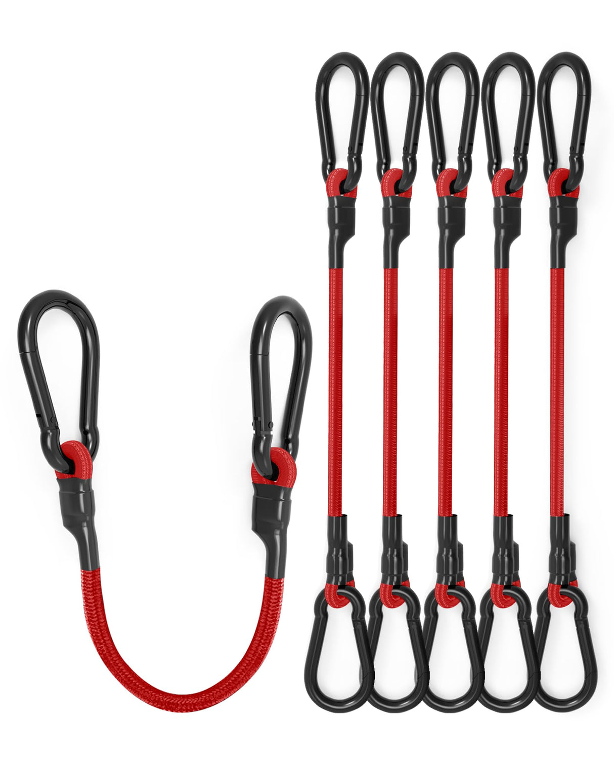 8 Pcs 18 Inch Heavy Duty Carabiner Bungee Cord Outdoor with 190 Lbs Max Break Strength, Bungee Straps with Upgraded Carabiner Hooks for Luggage Rack, Cargo, Hand Carts, Bike, Camping, etc (Red)