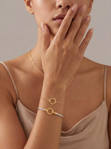 mulanci Cable Bracelets for Women, Twisted Cable Bracelet Cuff, Mixed Metal Two Tone Silver and Gold Bracelet, Wire Bangle Bracelets for Women