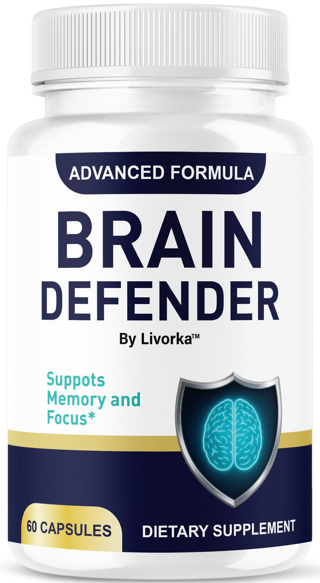 Brain Defender - Official Brain Defender Supplement Advanced Pills, Natural Brain Defender Brain and Memory Support, Brain Defender Health & Wellness Multivitamin, 60 Capsules for 1 Month