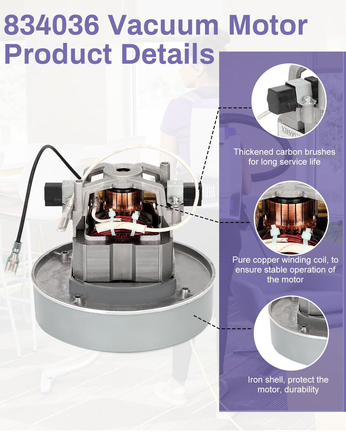 836099 834036 Vacuum Motor Compatible with proteam Super Coach Pro 10 and Super Coach Pro 6, proteam 107303 Cooling Fan for The ProVac FS 6