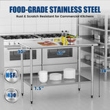 Chingoo Stainless Steel Work Table 30x60 Inch with Adjustable Undershelf & Backsplash, Heavy-Duty Prep Table for Commercial Kitchen, Restaurant, Garage, Outdoor