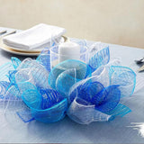 JStnana 4 Rolls Deco Mesh Ribbon for Chirstmas Wreath Making Supplies, 10Inch x 30Ft Metallic Burlap Mesh Blue Silve White Deco Mesh Rolls for Christmas Summer Blue Wedding Crafts Wreaths Decor