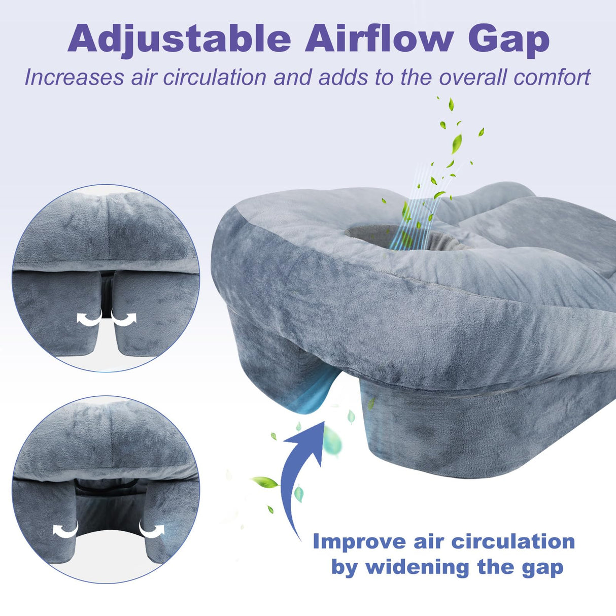 HOMCA Face Down Pillow After Eye Surgery - Home Massage Pillow Face Down for Bed, BBL Pillow After Surgery Stomach Sleeping Pillow with Shredded Memory Foam and Removable Cover