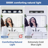 360° Rotate LED Bathroom Vanity Light Fixtures, 1600LM Acrylic Matte Black Vanity Lights for Bathroom, Modern Wall Lighting Fixtures Over Mirror Kitchen Living Room Hallway (Natural White Light 5000K)