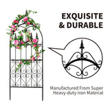 SCENDOR Garden Trellis for Climbing Plants, 60" H x 21.7" W Heavy Duty Metal Trellis, 5FT Rustproof Black Iron Vine Support Trellis with Ground Stakes, Decorative Cupid Arrow Design for Roses, Vines