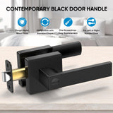 TICONN 5PK Matte Black Door Handles Interior, Reversible Square Door Levers Knob for Hallway, Bedroom, Bathroom (with Lock, 5PK Privacy)