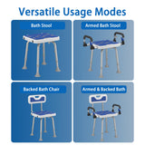 Shower Chair for Seniors Elderly Handicap Disabled Or Bariatric Adults Heavy Duty 500 Lbs Adjustable Stool with Arms and Back Bench Seat for Inside Shower Stall and Bathroom Bath Tub Chairs