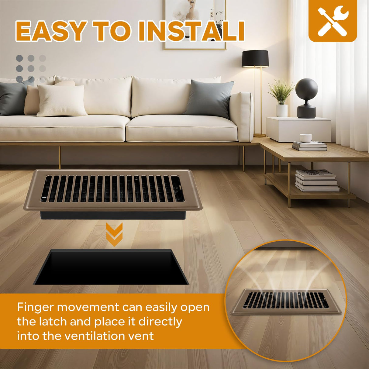 Floor Register 4x10, Floor Vent Covers, Heavy Duty Steel Walkable Floor Vents, for Sidewall and Floor, Brown 10 Pack