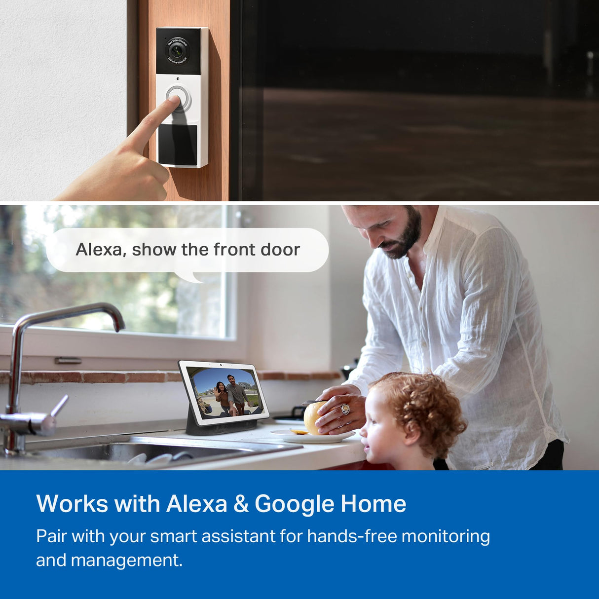 Tapo 2K Wireless Smart Video Doorbell with Chime - 160° Ultra-Wide View,Person Detection, Ring Call, 2-Way Audio, Subscription-Free Local Storage/Optional Cloud, Motion Only Alert, D210