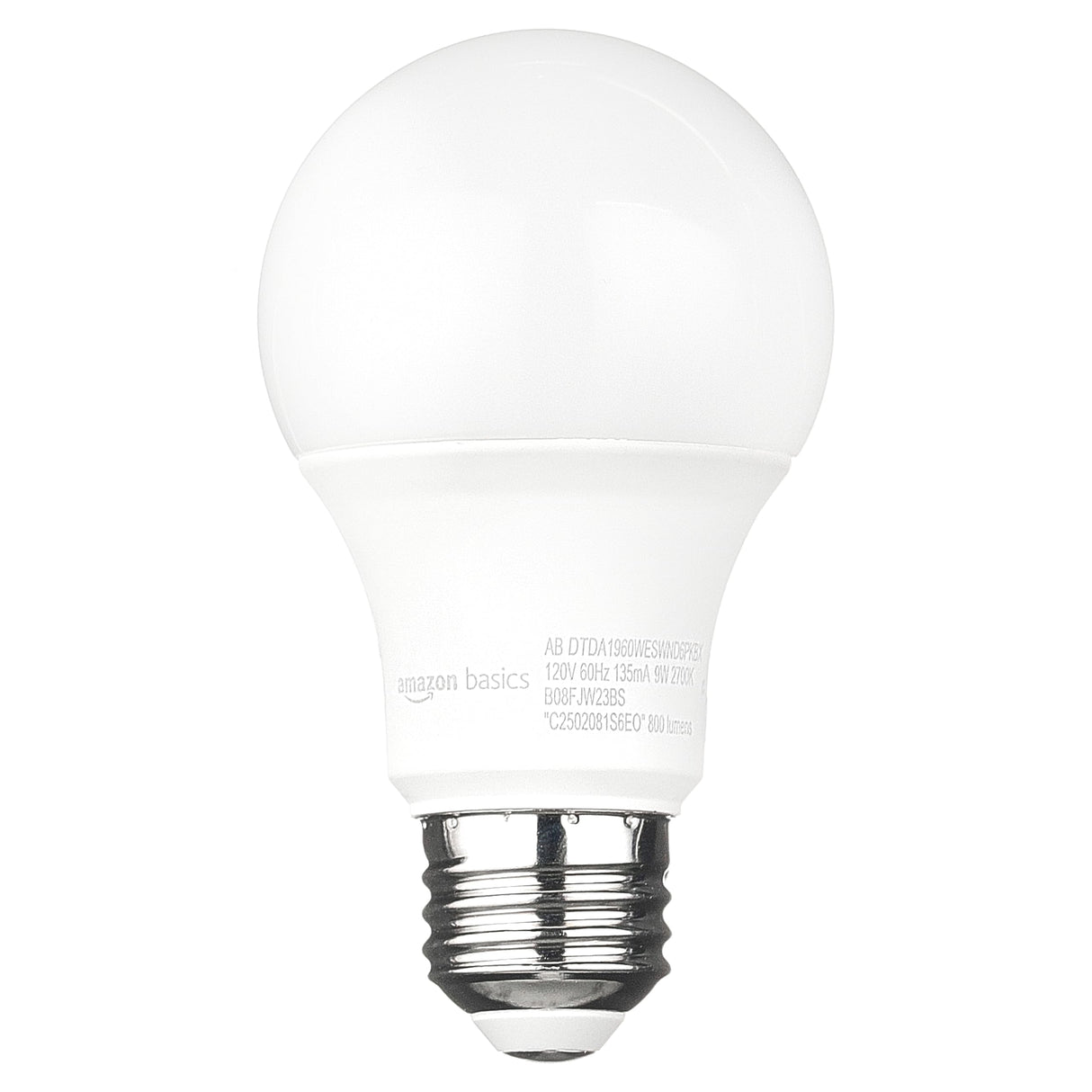 Amazon Basics A19 Dusk to Dawn Sensor LED Outdoor Light Bulb, 60W Equivalent, Energy-Efficient 9W, Soft White 2700K, E26 Base, 10,000 Hours, 6-Count