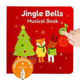 Cali's Books Jingle Bells USB-C Rechargeable Christmas Musical Book - Toddler Interactive Christmas Books for Kids and Babies - Sound Books for Toddlers 1-3 - Baby