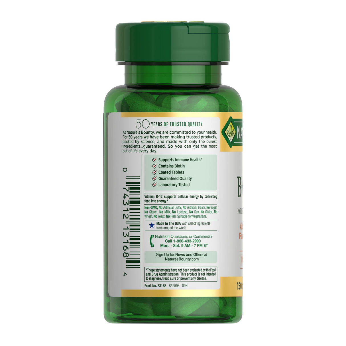 Nature's Bounty Super B Complex Vitamins with Vitamin C & Folic Acid,Vitamins for Immune & Cellular Energy Support,150 Tablets,(Pack of 3)