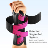 FREETOO Carpal Tunnel Wrist Brace Night Support Fit Left Hand for Work, Pain Relief Wrist Splint for Tendonitis, Sprain, Strain, Rigid Hand Brace for Arthritis for Women and Men (XS, Black/Pink)