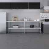 AmGood 24 in. x 96 in. Stainless Steel Work Table | Metal Kitchen Food Prep Table | NSF