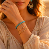 Sheplus 925 Sterling Silver Genuine Turquoise Rosary Beaded Bracelet,Minimalist Real Southwestern Stretch Summer Jewelry for Women Ladies Wife Wife Girlfriend Sister