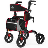 Walkers for Seniors, Rollator Walker with Seat, 350 lb Weight Capacity, 18" Big Seat, 8" All-Terrain Wheels, 6-Level Adjustable Height, Lightweight Aluminum Frame Rollator Walkers for Seniors (Red)