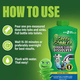 Green Gobbler Drain Clog Dissolver | Powerful Liquid Drain Opener & Toilet Clog Remover | Safe for Pipes & Septic | 2 Pack