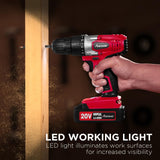 AVID POWER 20V Cordless Drill Set for Home DIY & Beginner Projects - Lightweight Power Drill with Battery Charger & 22 Bits, Variable Speed, 3/8" Keyless Chuck, Ideal for Furniture Assembly (Red)