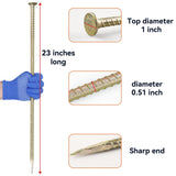 JPOIP 23-Inch Long Rebar Stakes - 1/2 Inch Diameter Heavy Duty Galvanized Steel Ground Asphalt Anchors for Speed Bump, Wheel Stop, Tent and More (4)