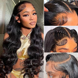 GOMOST Body Wave Lace Front Wigs Human Hair Pre Plucked 180 Density 13x4 HD Lace Frontal Wigs for Black Women Glueless Wigs Brazilian Virgin Human Hair Wig with Baby Hair 24 Inch