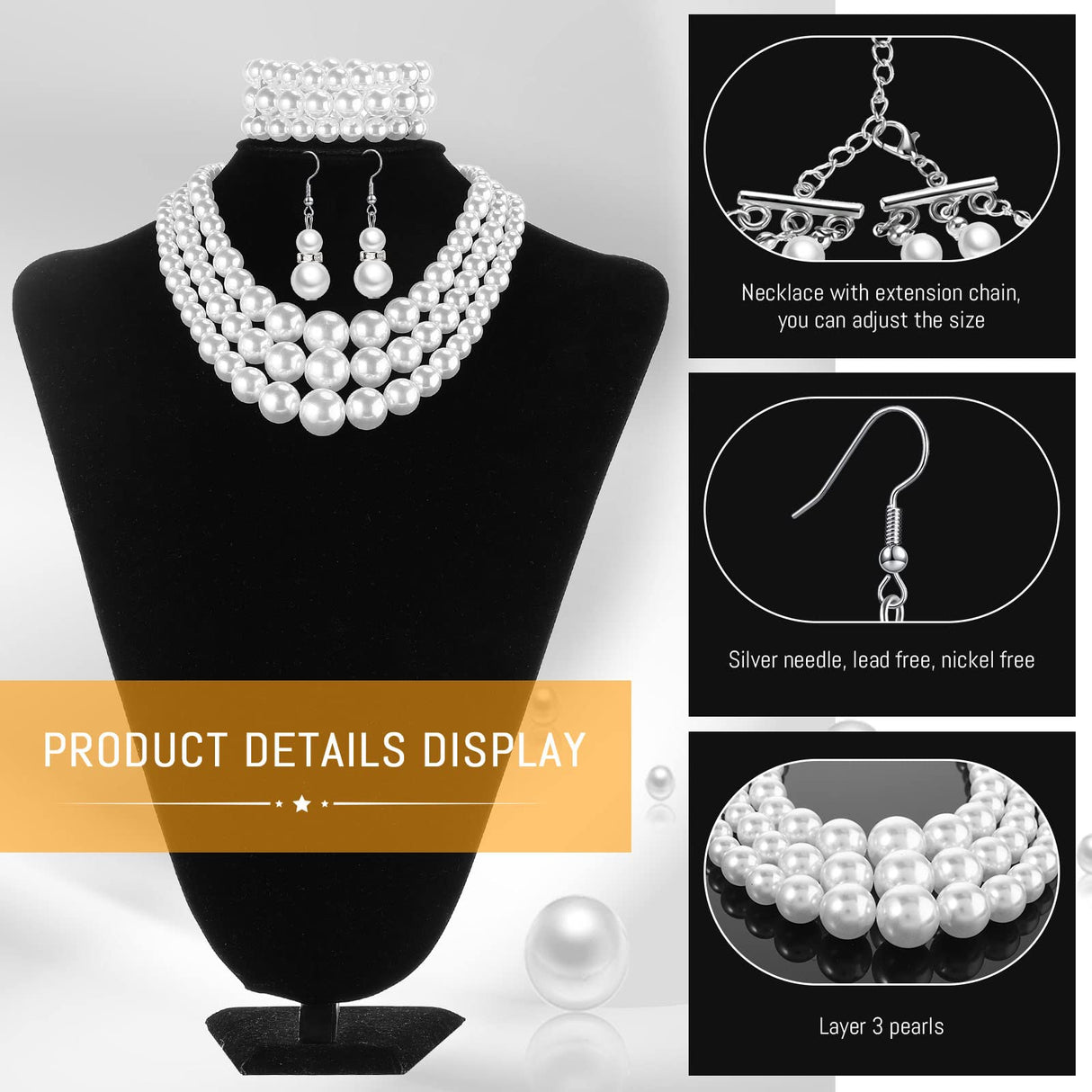 Haysandy Pearl Jewelry Set for Women 20s Jewelry Gift,White