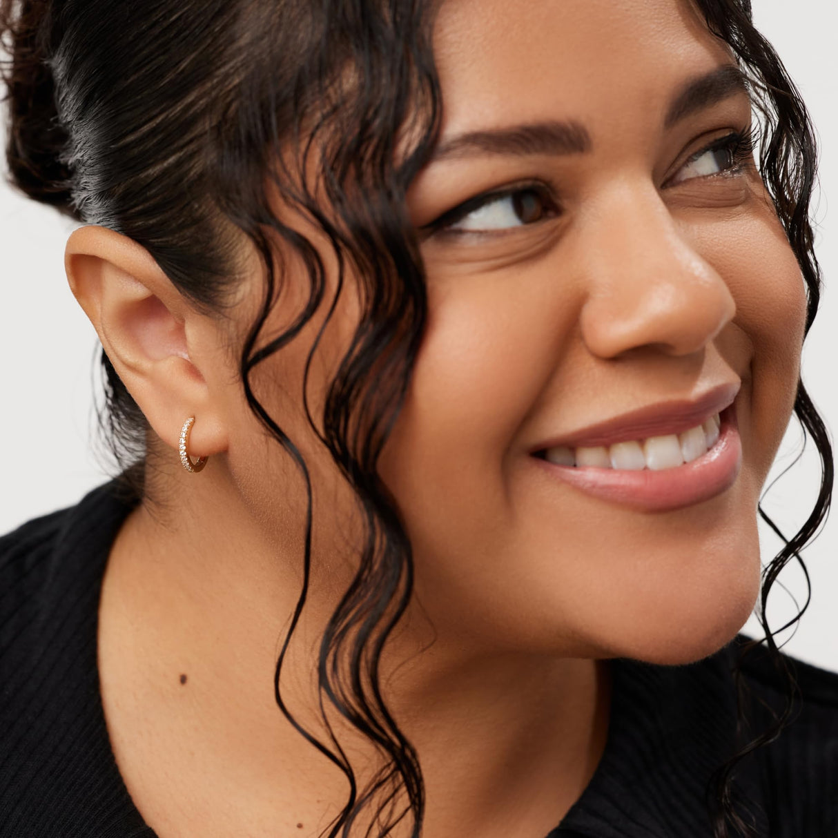 Ana Luisa Huggie Hoop Earrings - Minimal Single & Stacked Double Hoop Styles for Women - 14K Gold Plated, Silver Rhodium & Two-Tone - Hypoallergenic, Water-Resistant, Tarnish-Free