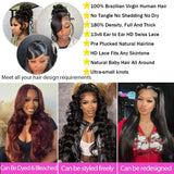30 Inch 13X6 Lace Front Wigs Human Hair 180 Density Body Wave Lace Front Wigs Pre Plucked Brazilian 13x6 HD Lace Frontal Wigs Glueless Wigs Human Hair Wig For Women