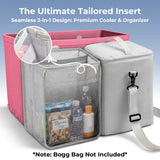 Bogg Bag Cooler Insert, 2-in-1 Insulated Cooler & Mesh Organizer for Large Bogg Bag, Leakproof PEVA Cooler Bag with Strap, Large Rubber Beach Bag Accessories for Beach, Pool, Camping & Travel(Gray)