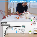 10X Magnifying Glass with Light and Clamp, Real Glass Stand Lighted Magnifier, 5 Color Modes Stepless Dimmable LED Desk Lamp Hands Free for Crafts Hobby Reading Painting Sewing Close Work - Red