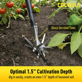 Colwelt Manual Rotary Cultivator, Single-Tine Aluminum Cultivators for Gardening, Garden Hand Tiller Manual with Ergo Wooden t-Handle, Hand Held Cultivator Tool For Flower Beds Cultivate, Aerate, Weed