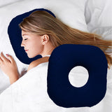 Wuronsa Ear Piercing Pillow for Side Sleepers, Pillow with an Ear Hole for CNH and Ear Pain Ear Inflammation Pressure Sores, O-Shaped Side Sleeping Pillow, Ear Guard Pillow (Ink-Blue)