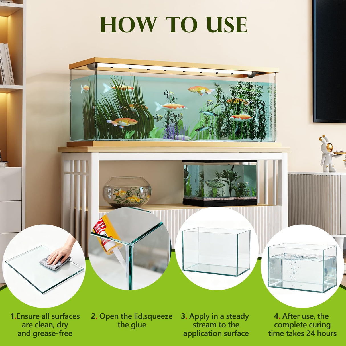4 Pack Aquarium Silicone Clear Sealant, High Elasticity, Safe for Fish,Fast Curing Waterproof Aquarium Safe Silicone,10 Fl Oz Non-Toxic Fish Tank Safe Sealant,Strong Adhesion