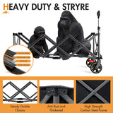 Portal 51.2" Long Wagon Carts Foldable with Brakes,Heavy Duty Utility Cart