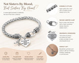 Personalized Best Friend Charm Bracelet with Letter Charm- Custom Not Sisters By Blood But Sisters By Heart Bracelet for Women- Friend Jewelry- Gift for Her