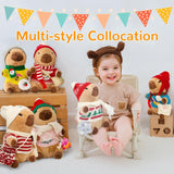 WAKSUN Capybara Plush with 10 Pcs Clothes & Accessories,Christmas Stuffed Animals, 10.2 in Cute Capybara Plush Toys,Birthday Gifts&Dress Up Cute Plushies for Boys/Girls (Daily)